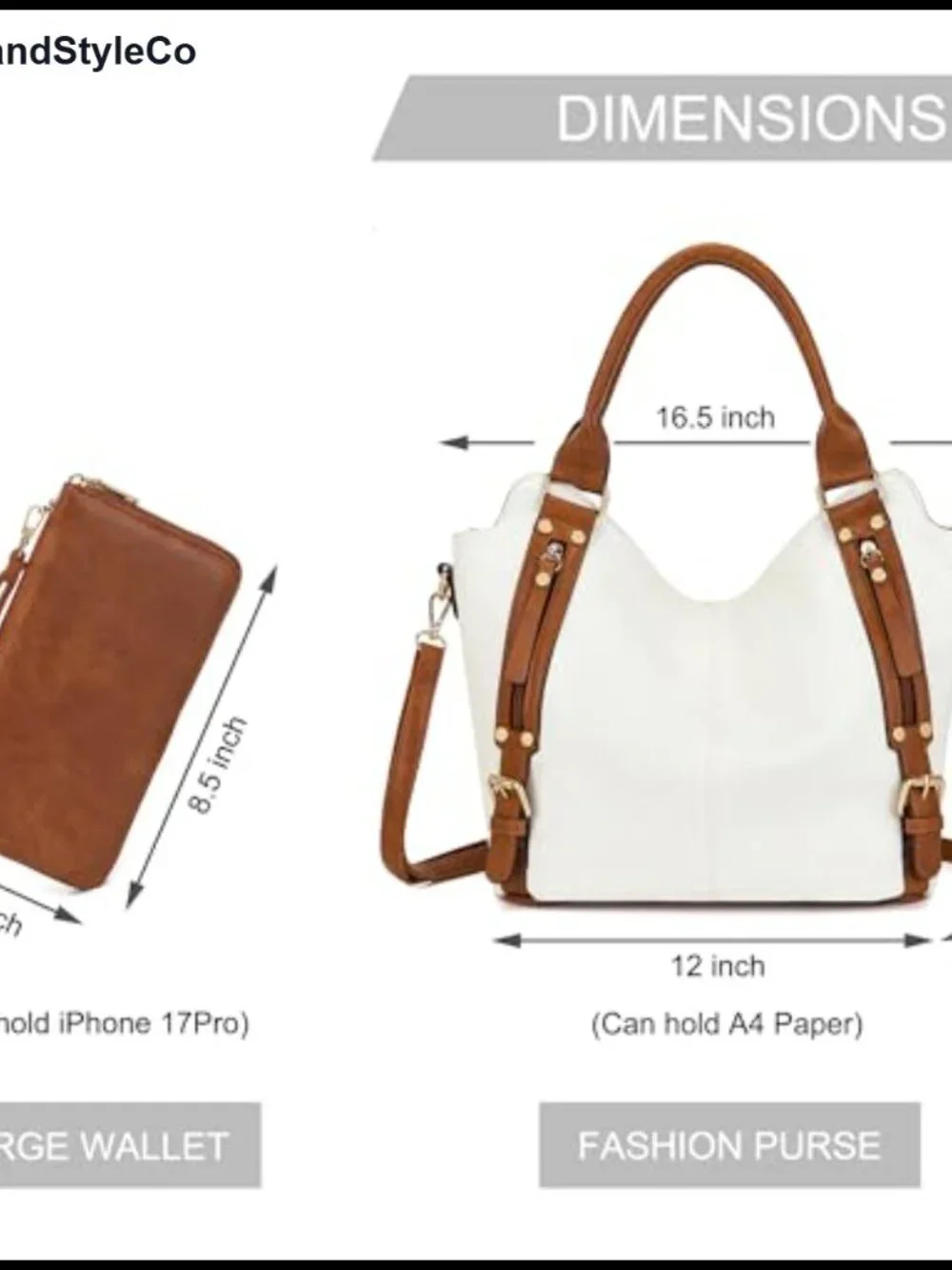 Large Hobo Crossbody Purse with Matching Wallet Set Faux Leather Women